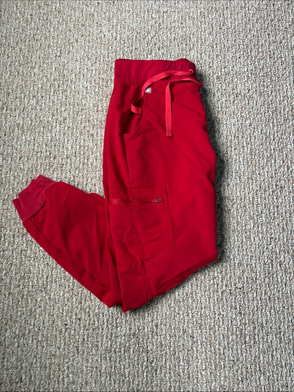Red women’s Jogger figs scrubs with Drawstring